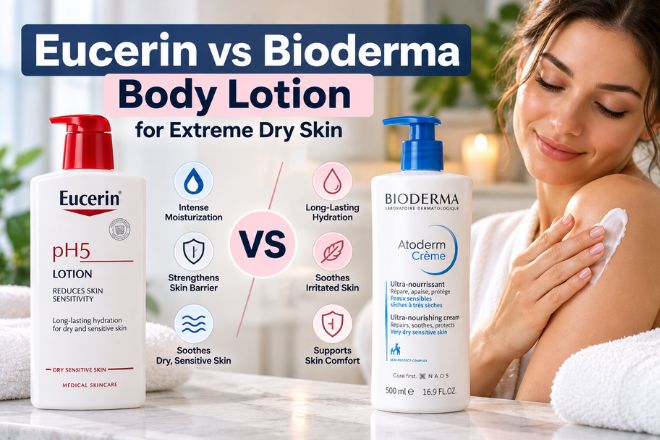 Eucerin vs Bioderma body lotion for extreme dry skin